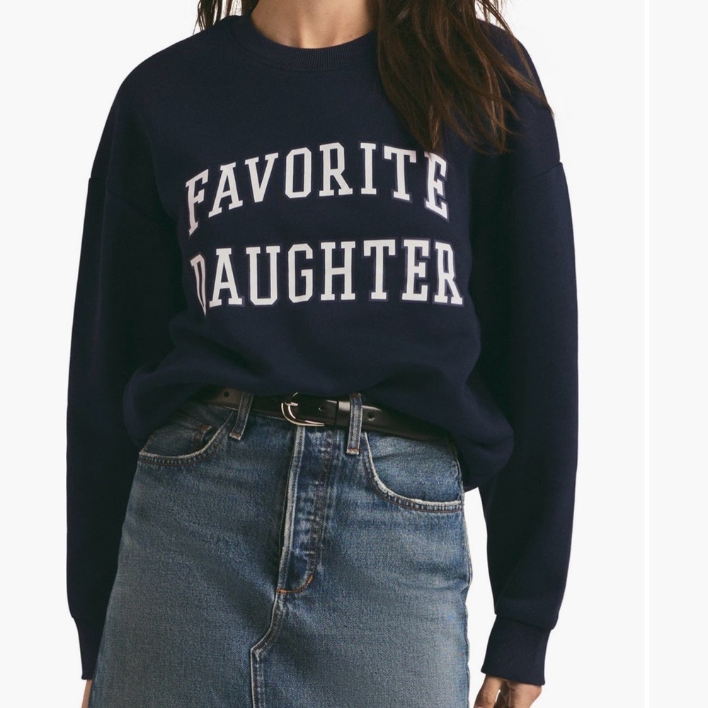 Favorite Daughter Navy Sweatshirt with White Lettering